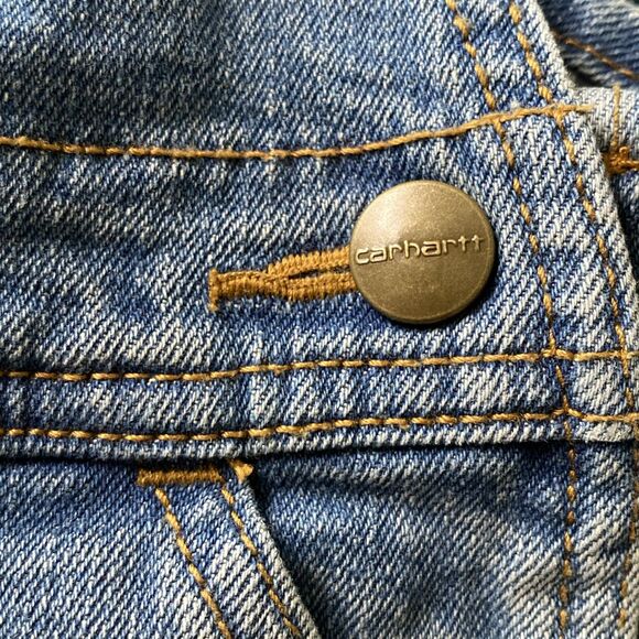 Carhartt Overalls Baby Infant 9 Months Blue Denim Bib Adjustable Strap Snap Leg - Picture 9 of 11